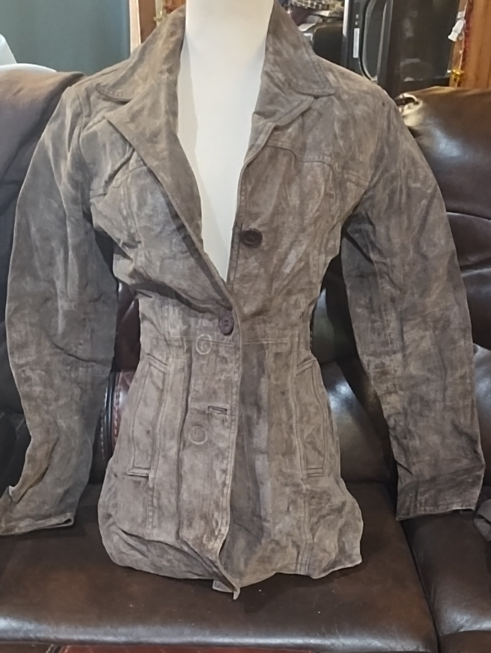 Classic Women's Suede Jacket - Gray